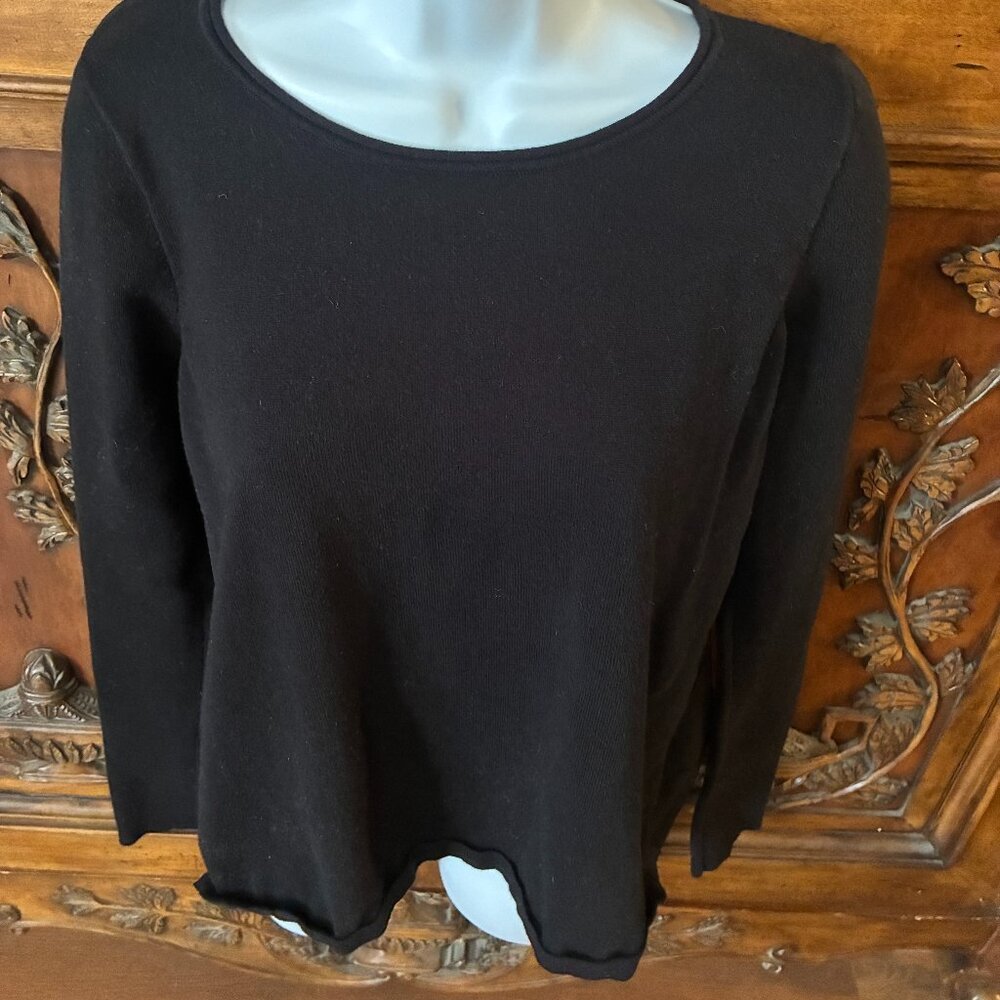 A|X Armani Exchange Large Womens Pullover Sweater Black Sheer Back Whimsigoth.